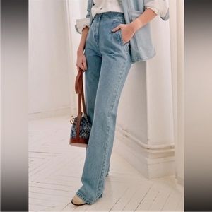 Sezane Martin Trousers Jeans Chambray Blue Size 36 US 4